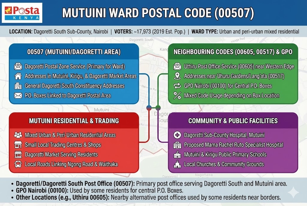 Mutuini Postal Code 00507 (Dagoretti South): All Areas